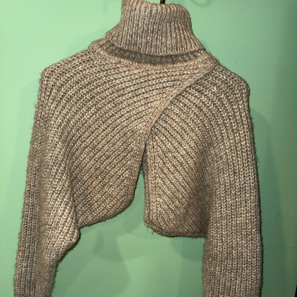 Zara Beige Knit Poncho Shrug  Sweater